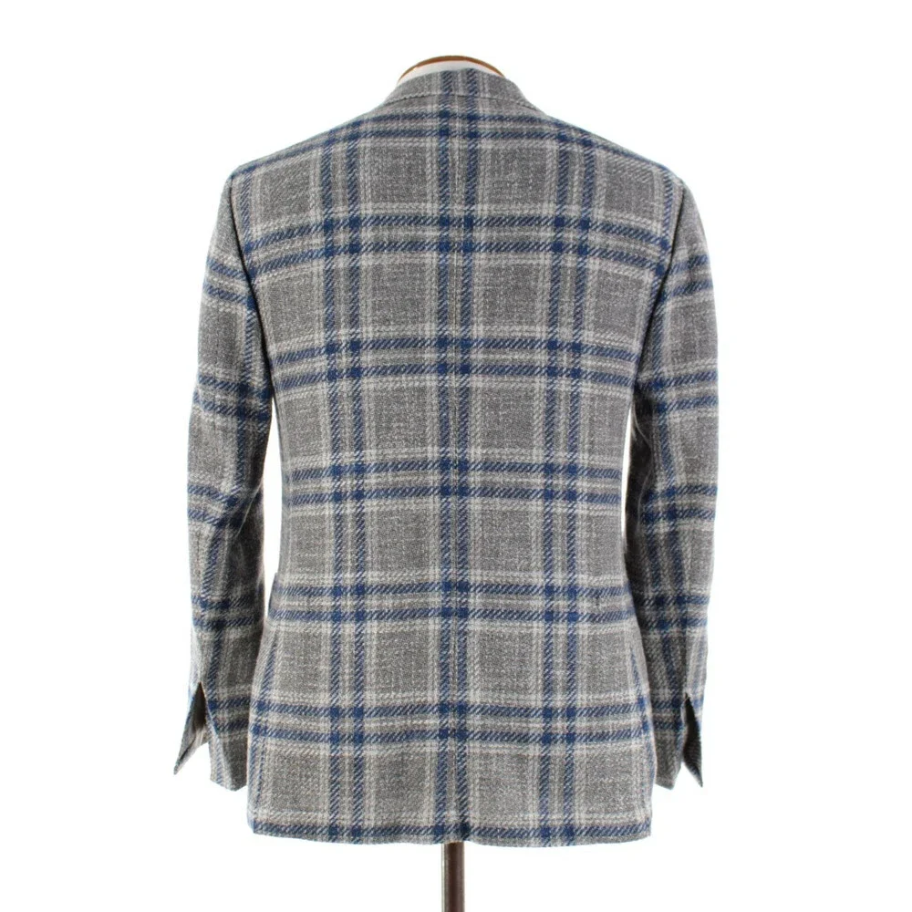 Sartorio Kiton NWT Wool Blend Sport Coat Size 48R (38R US) Gray w/ Blue & White